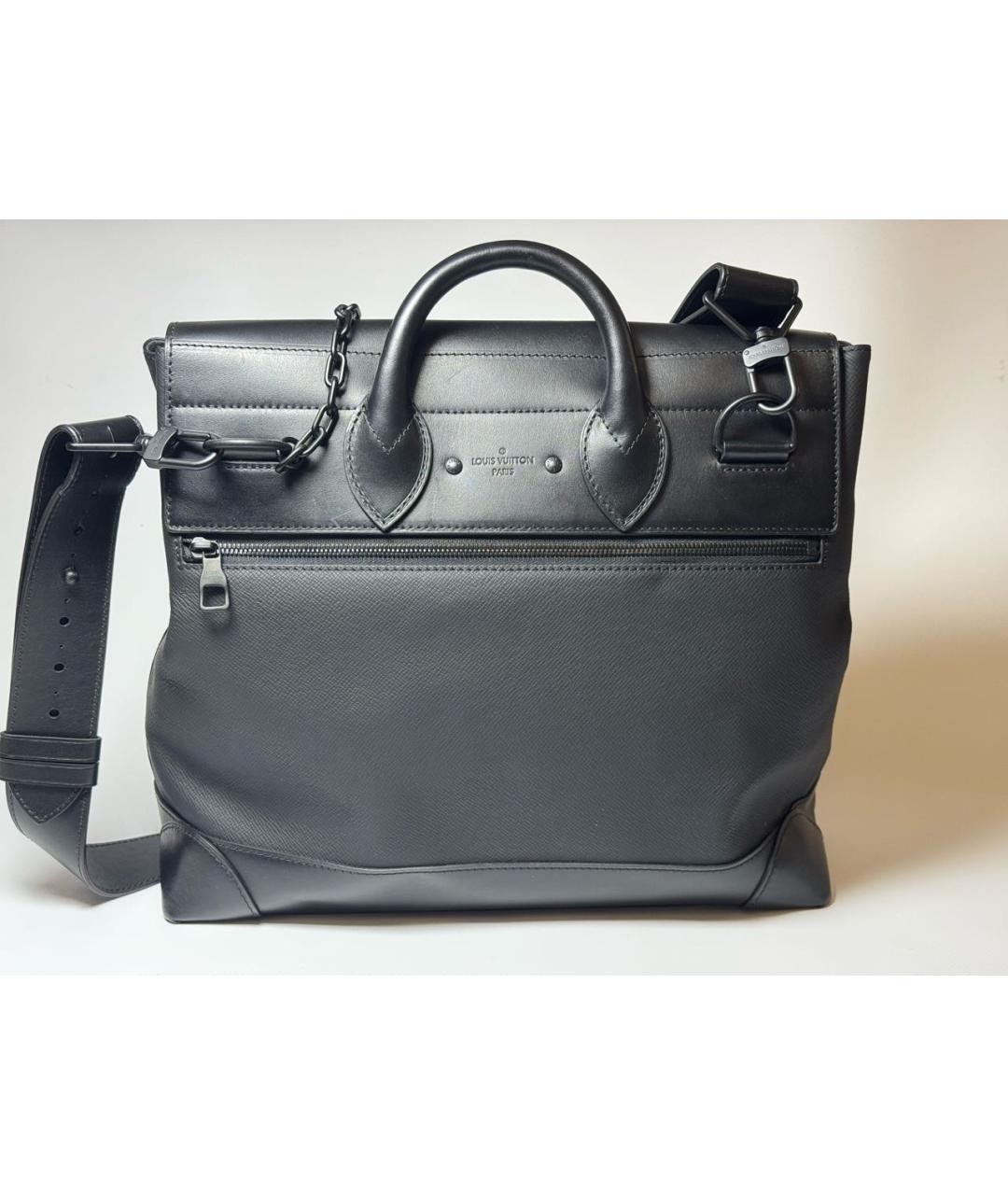 LOUIS VUITTON Черная кожаная сумка на плечо, фото 3
