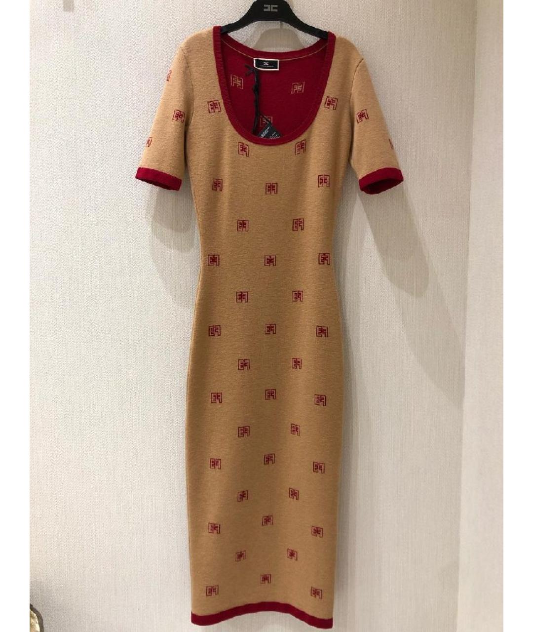 ELISABETTA FRANCHI Бежевое полиамидовое повседневное платье, фото 6
