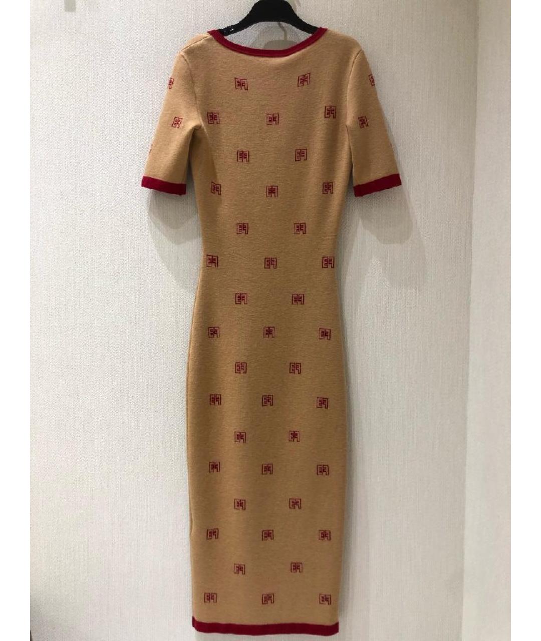 ELISABETTA FRANCHI Бежевое полиамидовое повседневное платье, фото 2