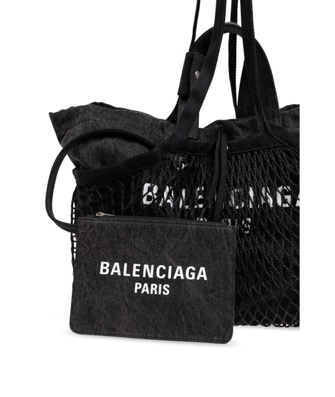BALENCIAGA Черная синтетическая сумка тоут, фото 6