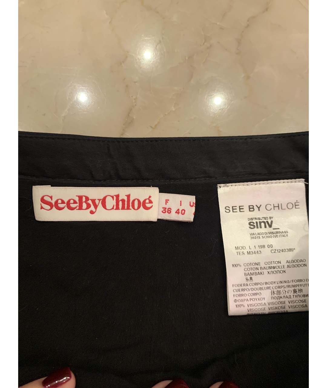 SEE BY CHLOE Черная хлопковая юбка мини, фото 3