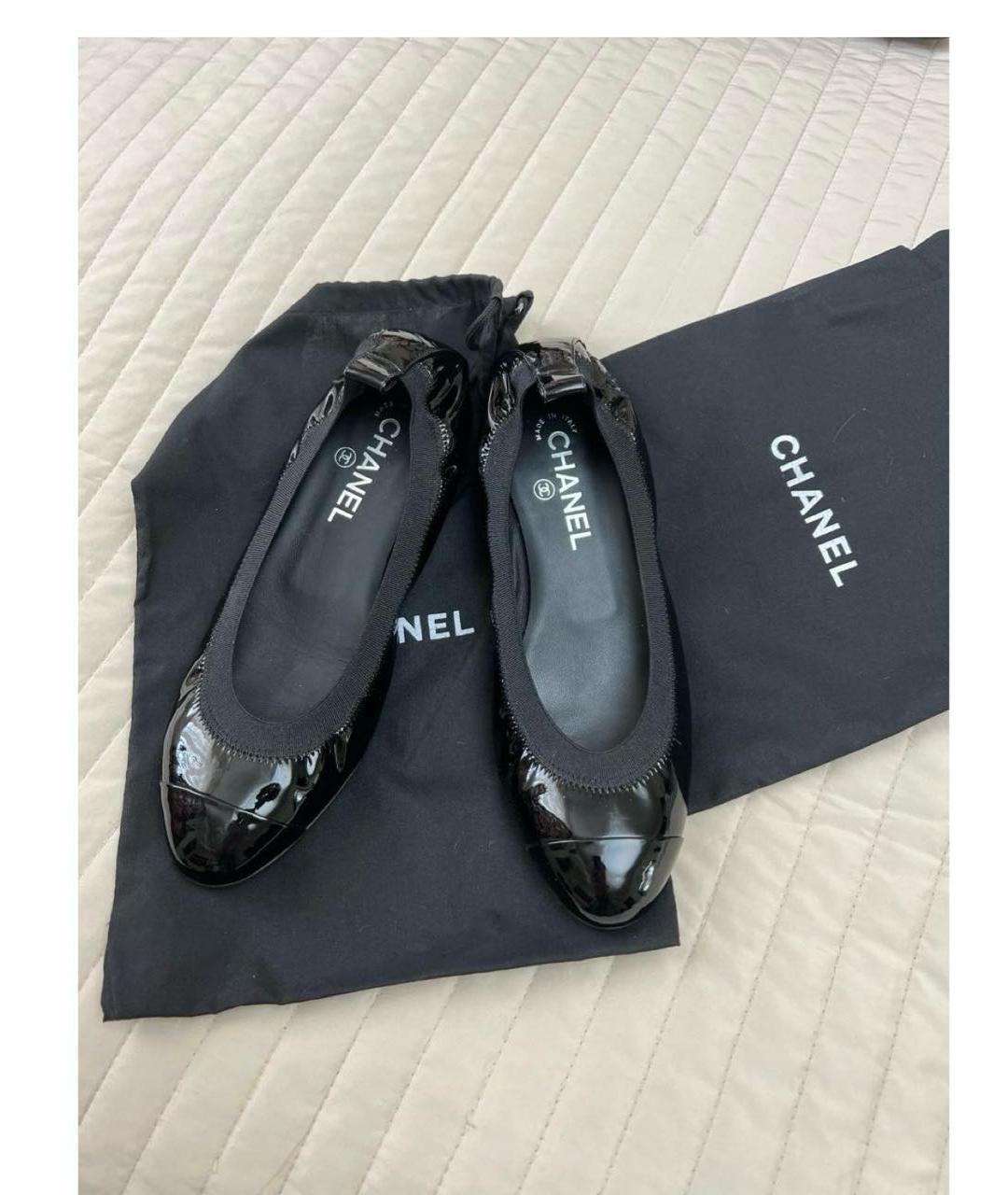 CHANEL Черные кожаные балетки, фото 2