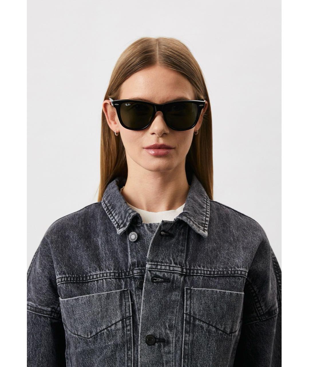 RAY BAN Черные пластиковые солнцезащитные очки, фото 7