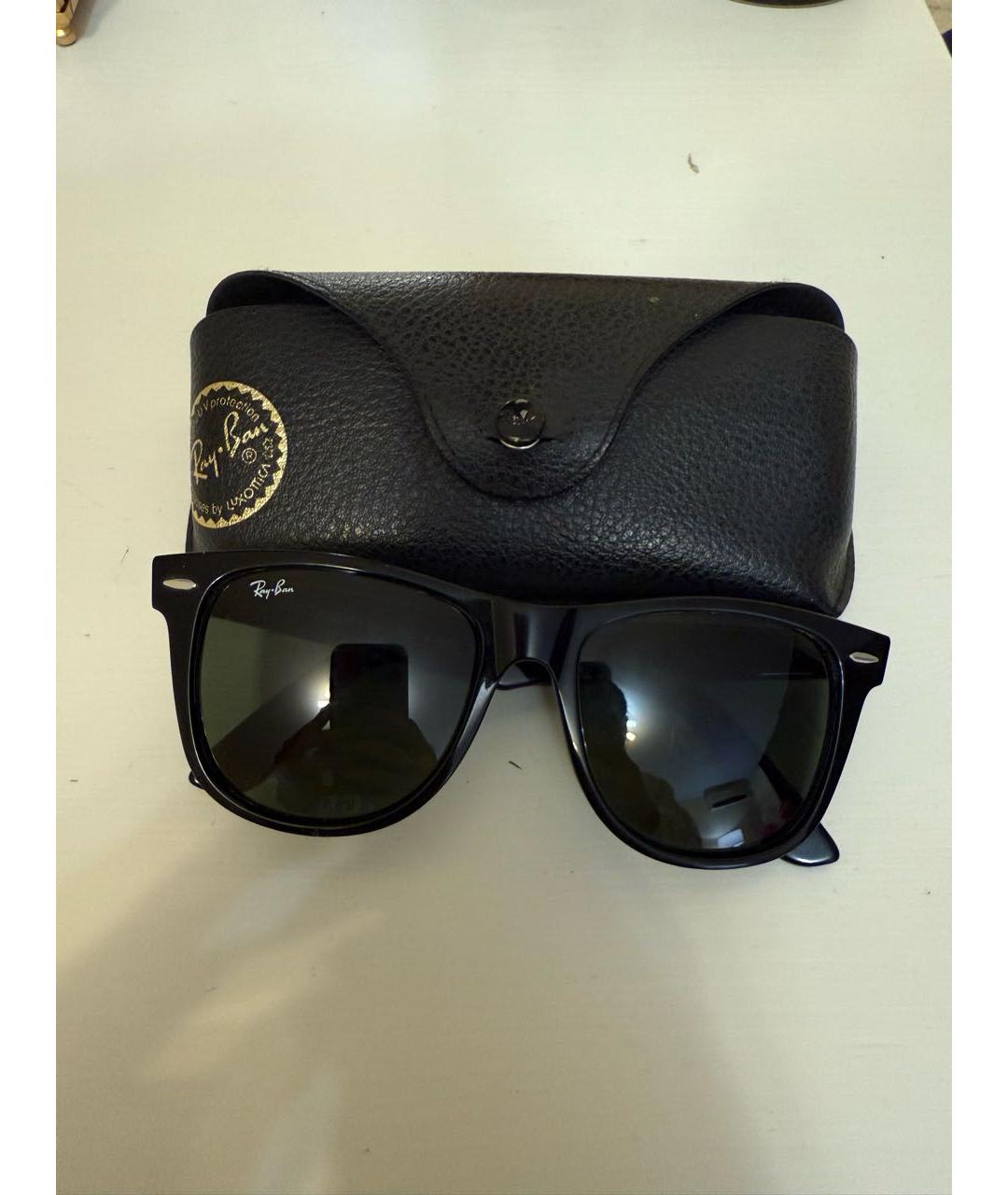 RAY BAN Черные пластиковые солнцезащитные очки, фото 4