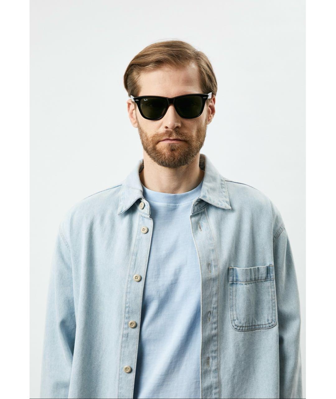 RAY BAN Черные пластиковые солнцезащитные очки, фото 8