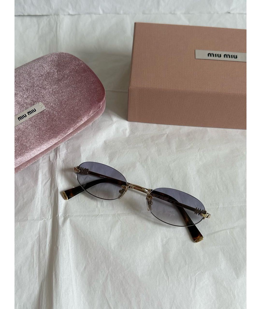MIU MIU Голубые металлические солнцезащитные очки, фото 6