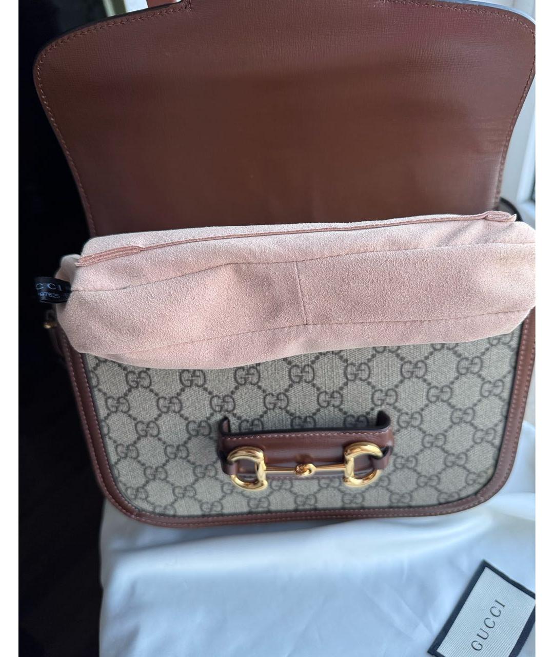 GUCCI Коричневая кожаная сумка через плечо, фото 4