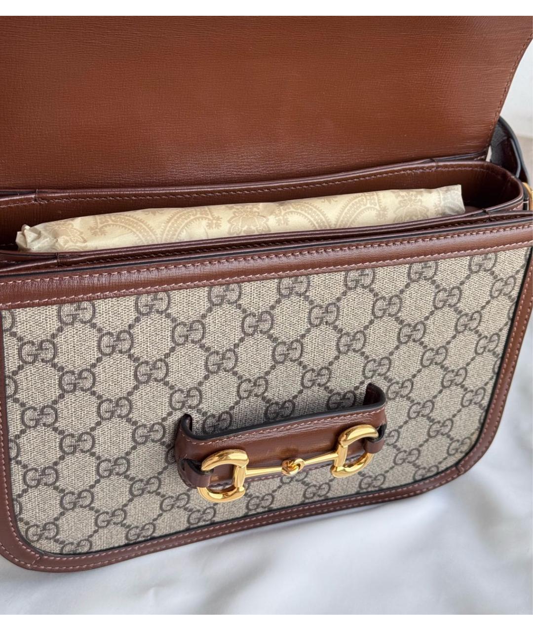 GUCCI Коричневая кожаная сумка через плечо, фото 5