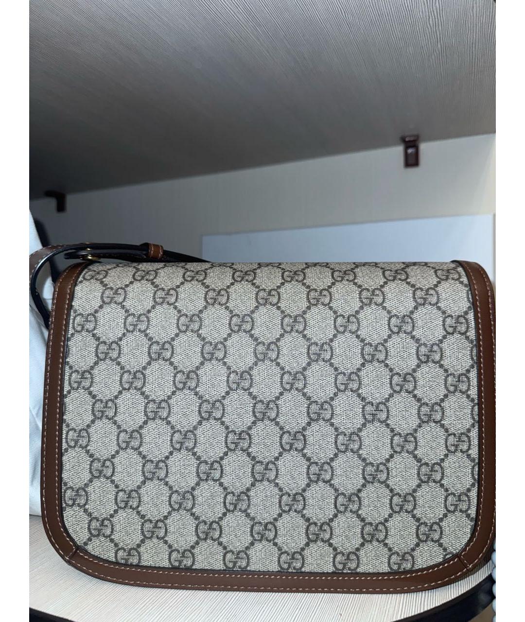 GUCCI Коричневая кожаная сумка через плечо, фото 3