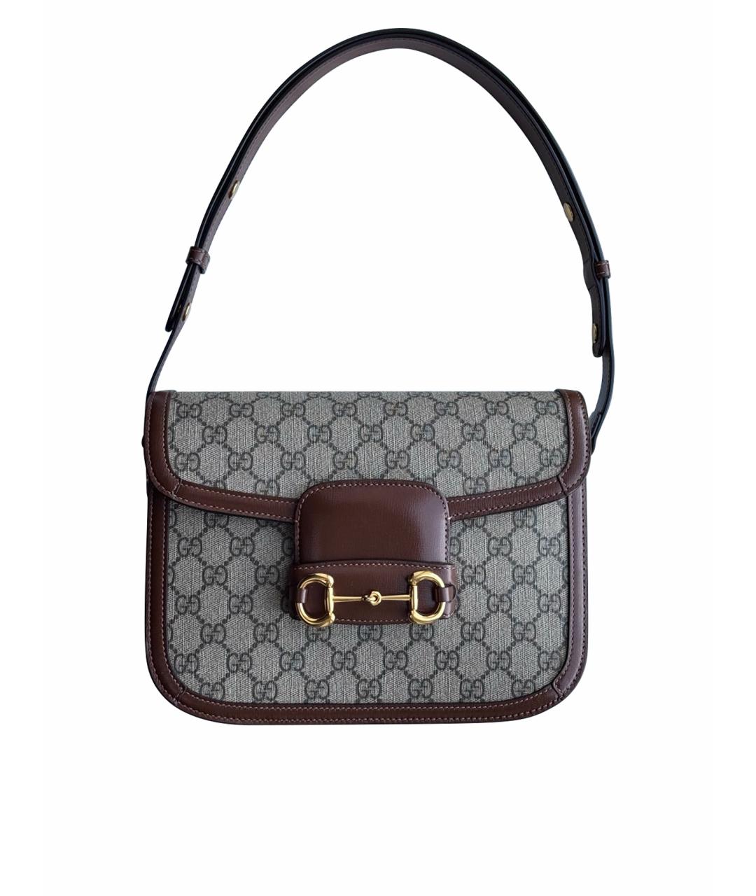 GUCCI Коричневая кожаная сумка через плечо, фото 1