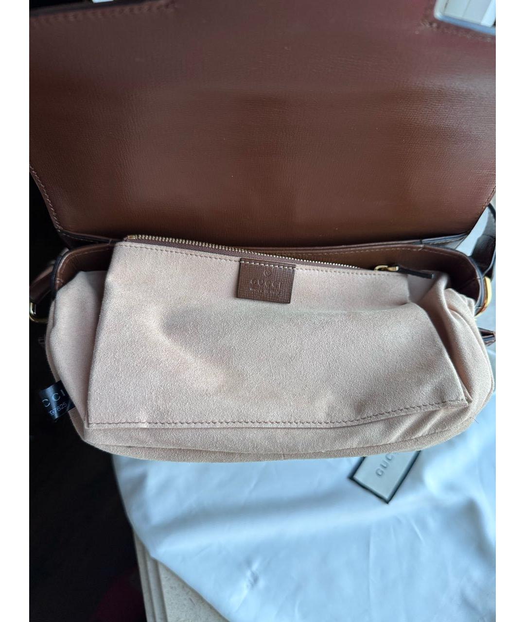 GUCCI Коричневая кожаная сумка через плечо, фото 6