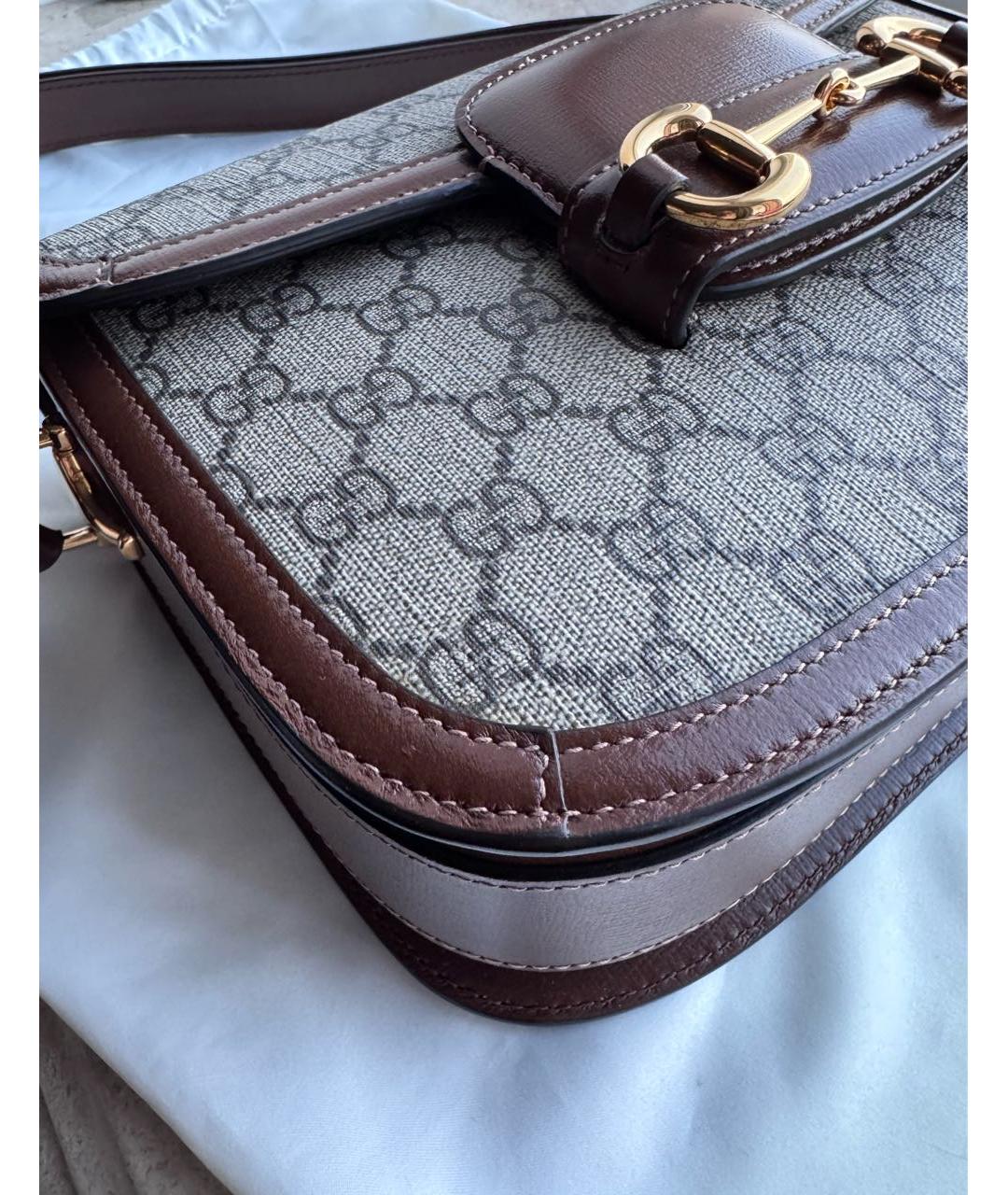 GUCCI Коричневая кожаная сумка через плечо, фото 8