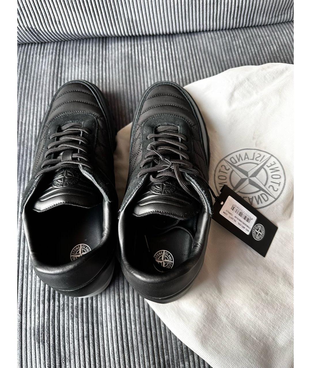 STONE ISLAND Черные кожаные низкие кроссовки / кеды, фото 3