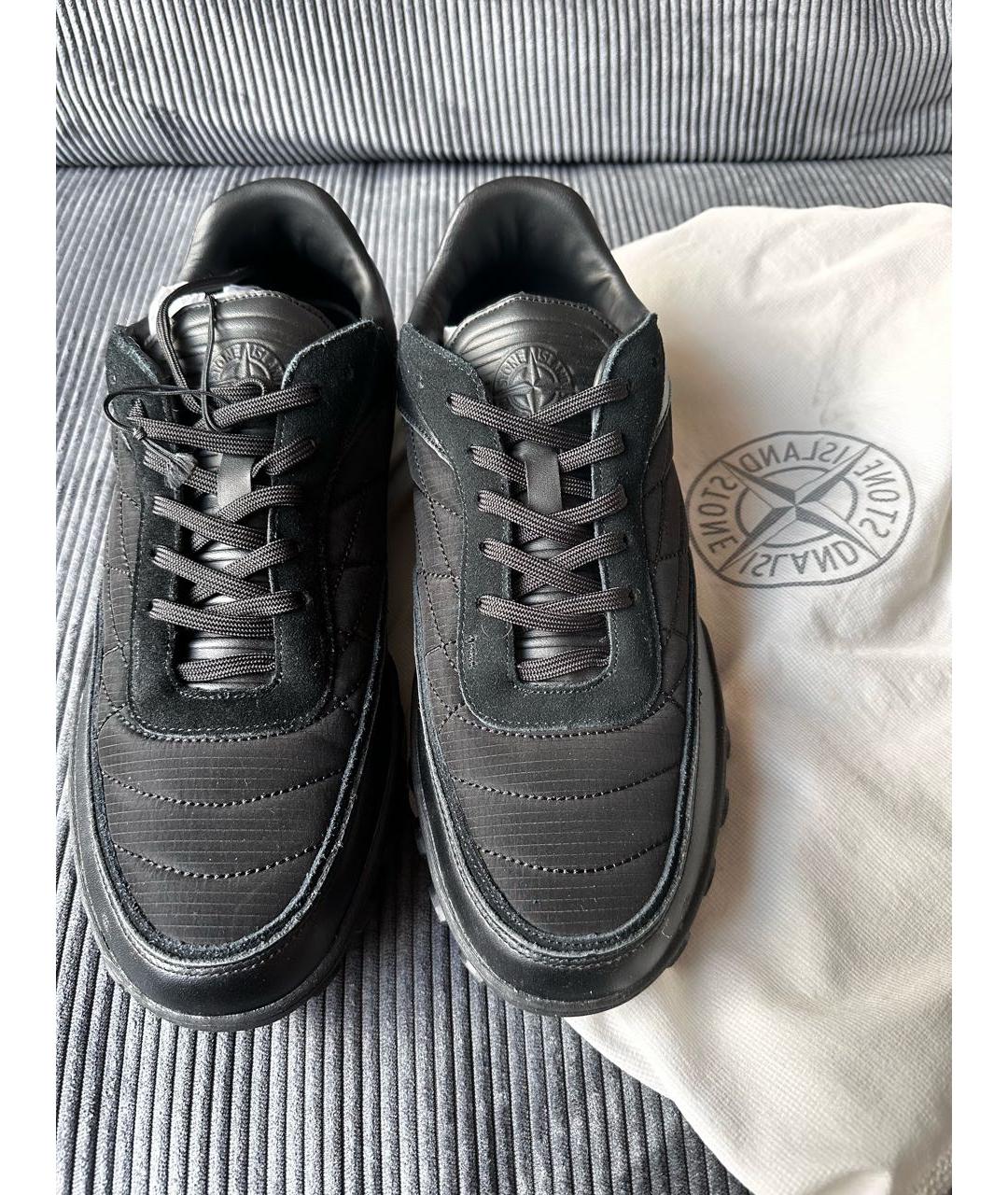 STONE ISLAND Черные кожаные низкие кроссовки / кеды, фото 2