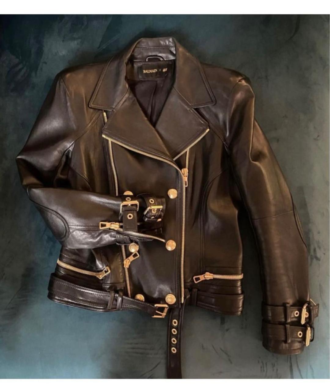 BALMAIN Черная кожаная куртка, фото 2
