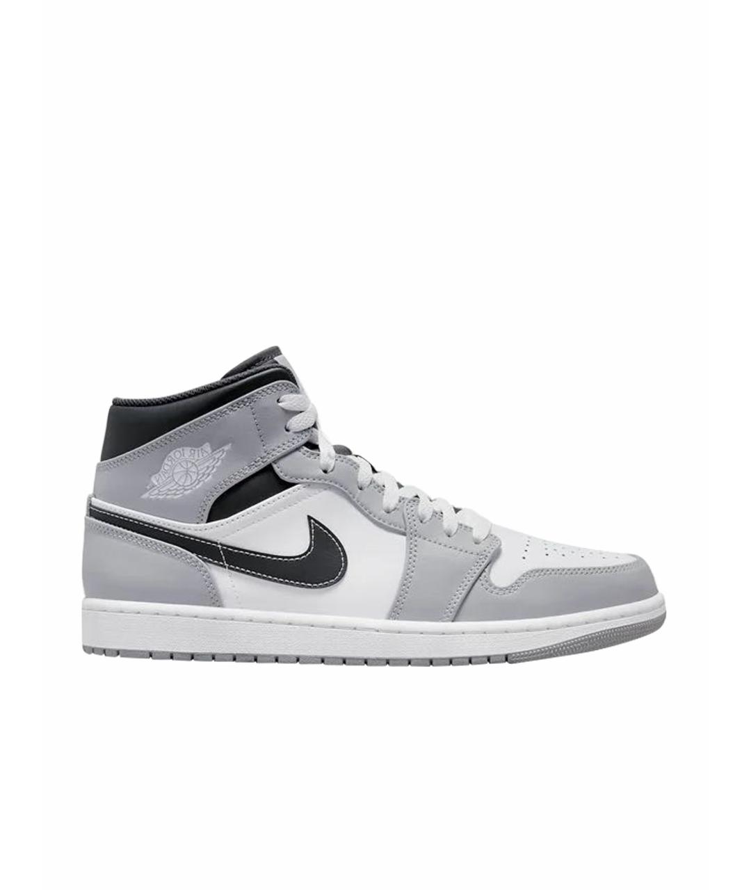 JORDAN Серые кожаные высокие кроссовки / кеды, фото 1