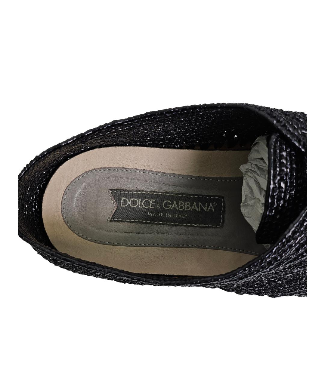 DOLCE&GABBANA Черные кожаные низкие кроссовки / кеды, фото 6