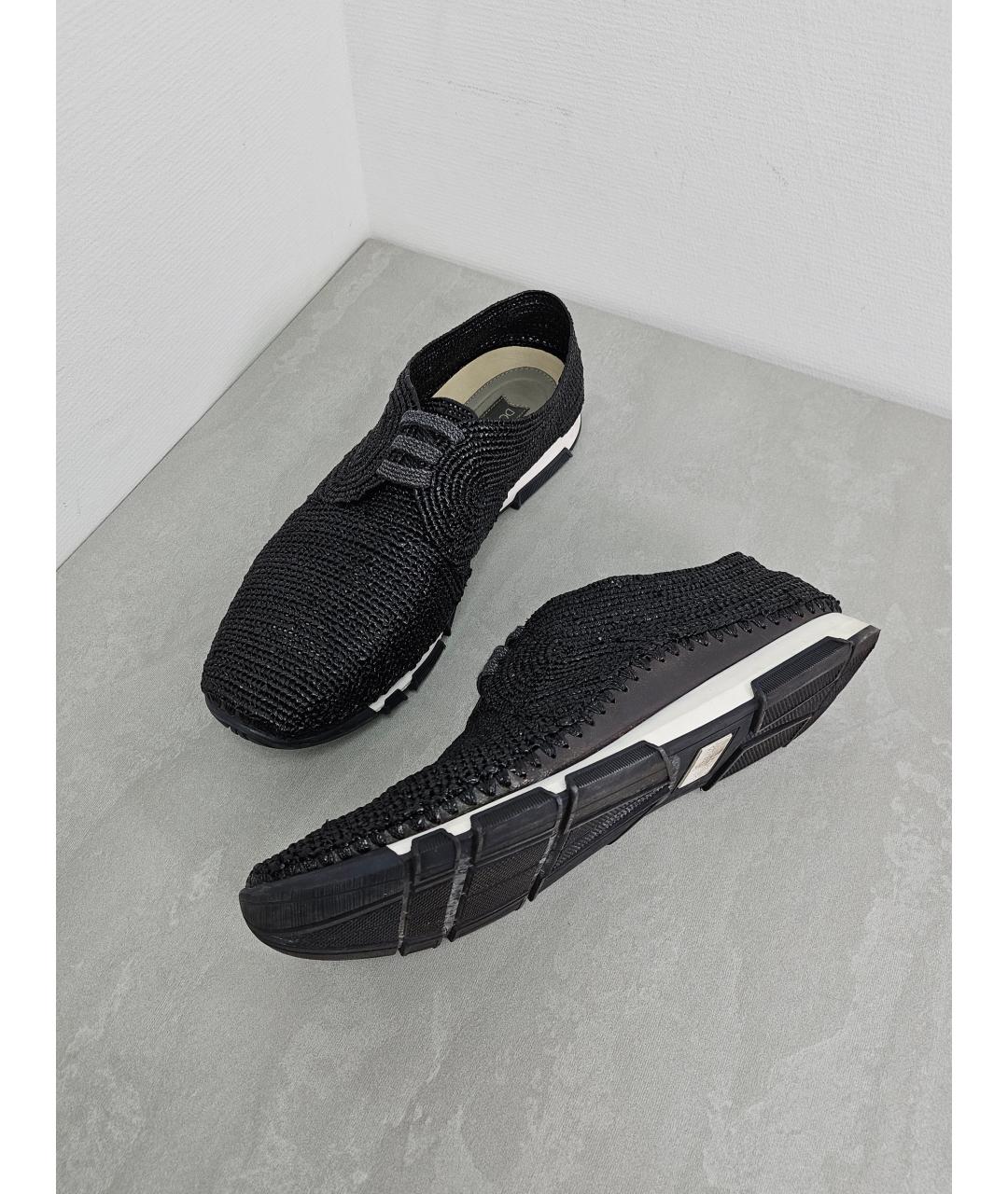 DOLCE&GABBANA Черные кожаные низкие кроссовки / кеды, фото 7