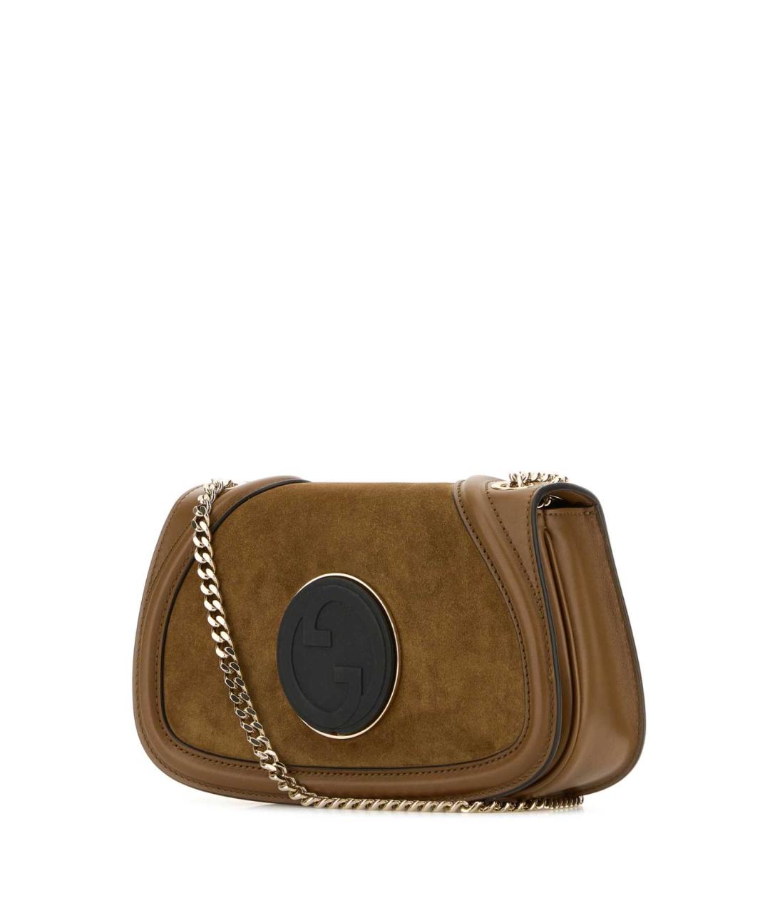 GUCCI Коричневая замшевая сумка с короткими ручками, фото 2