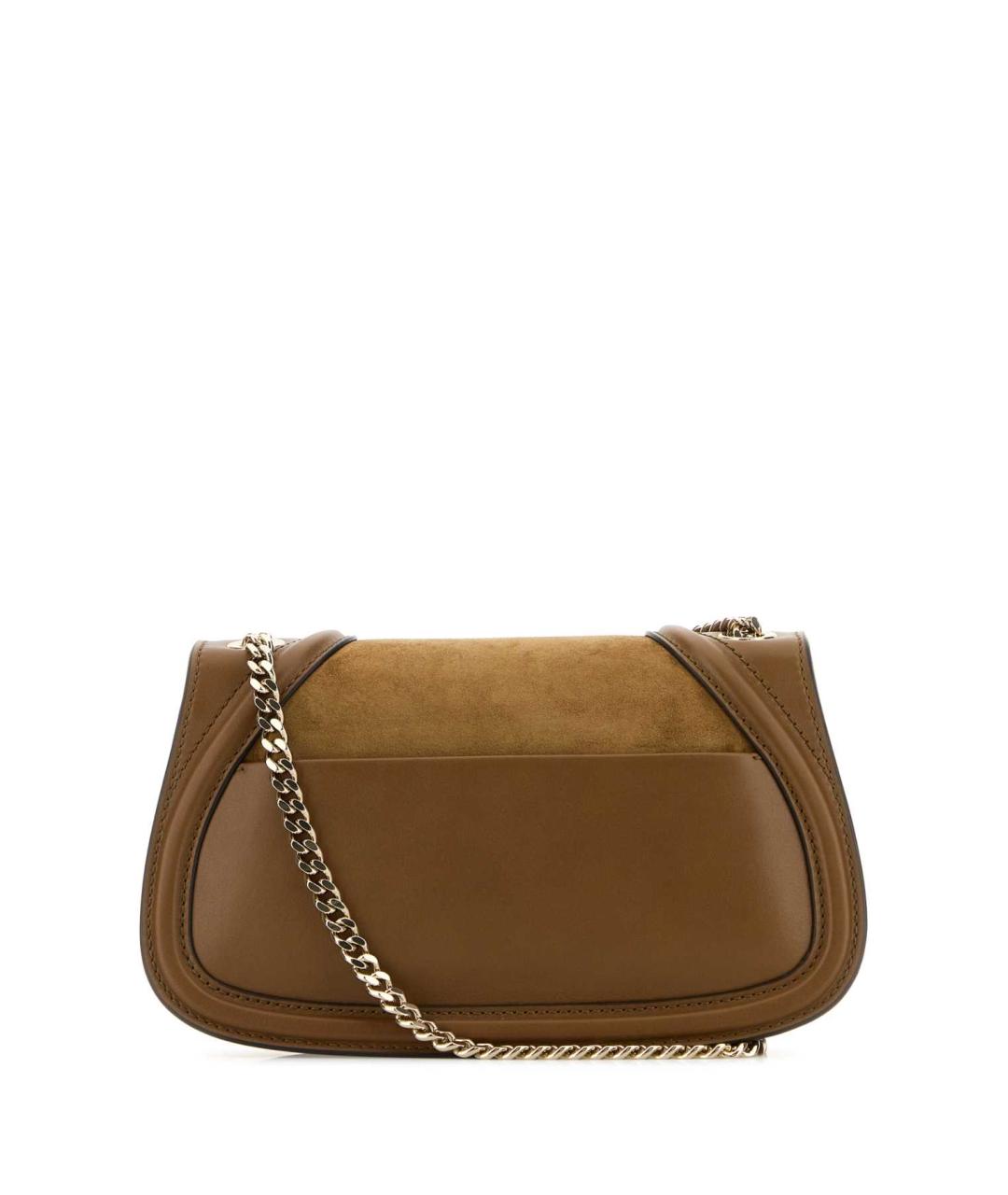GUCCI Коричневая замшевая сумка с короткими ручками, фото 3