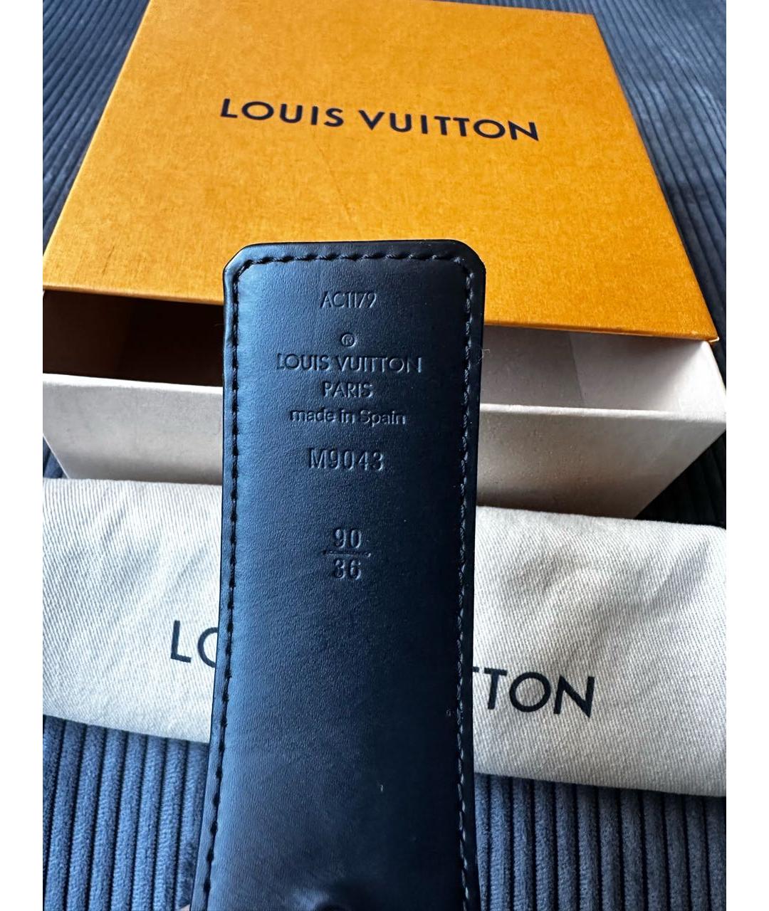 LOUIS VUITTON Черный кожаный ремень, фото 3