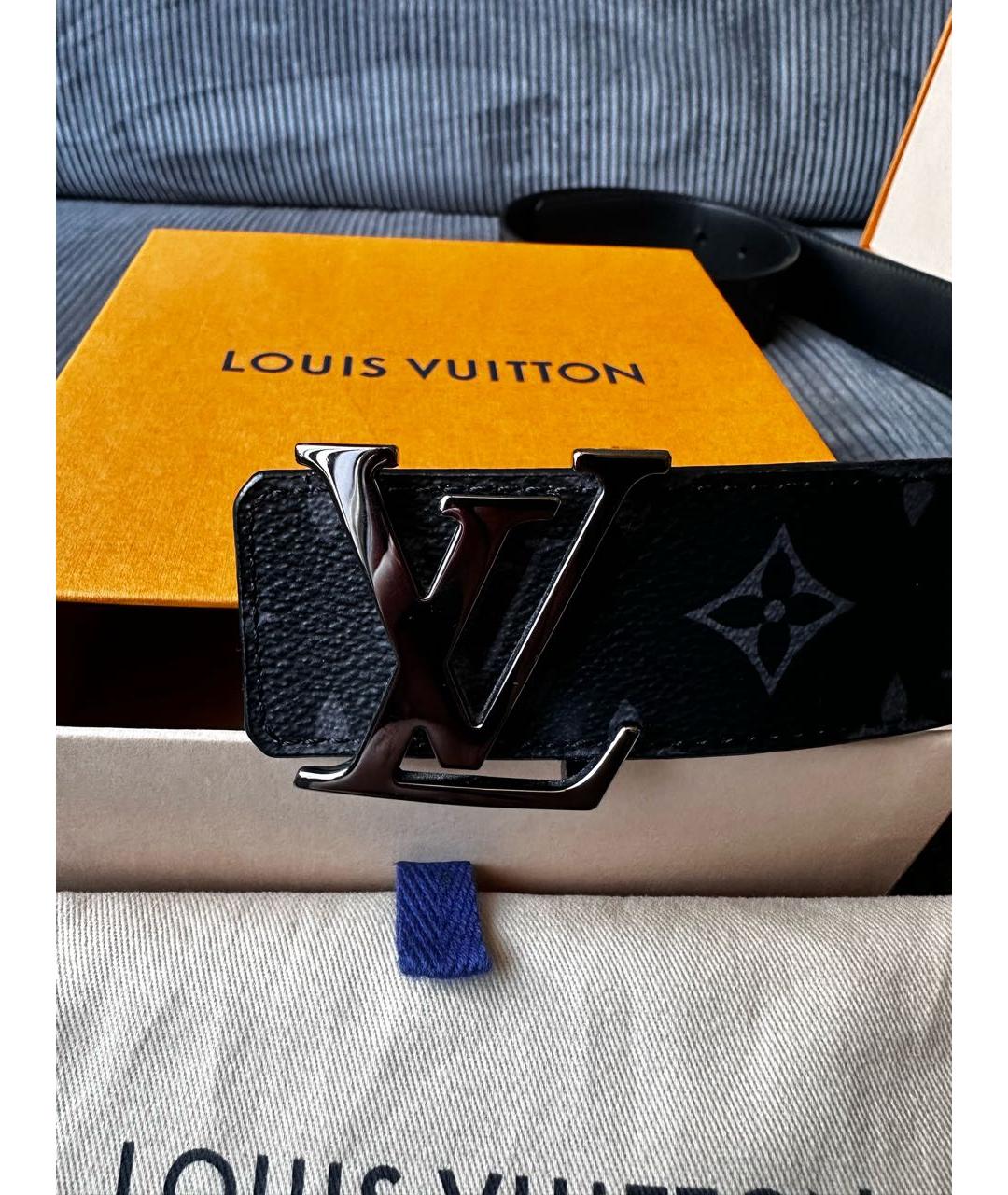 LOUIS VUITTON Черный кожаный ремень, фото 4