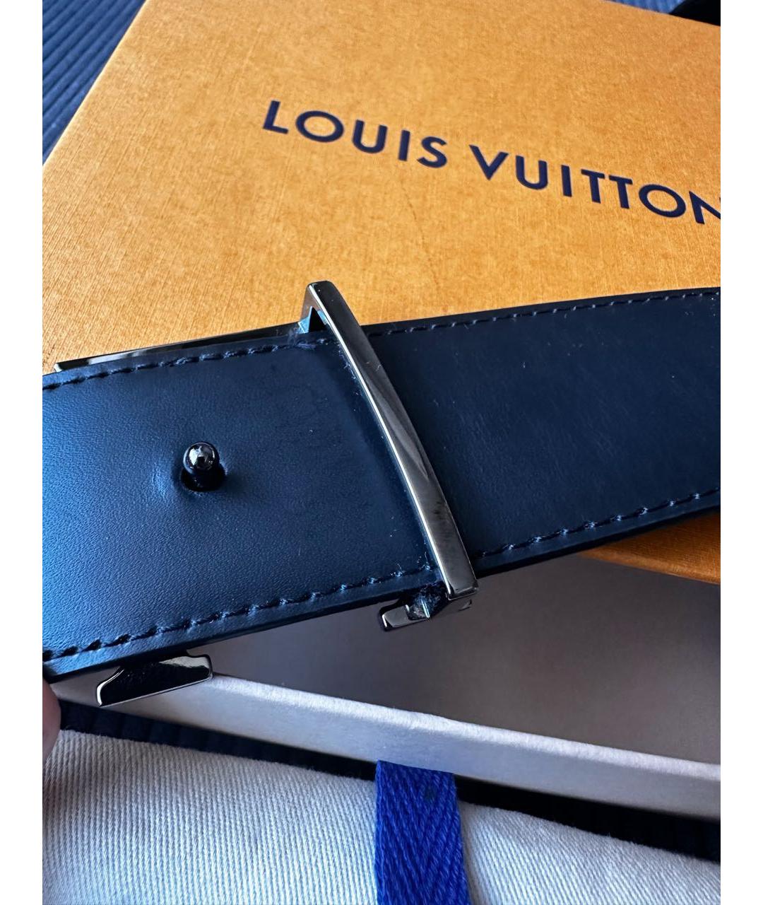LOUIS VUITTON Черный кожаный ремень, фото 2