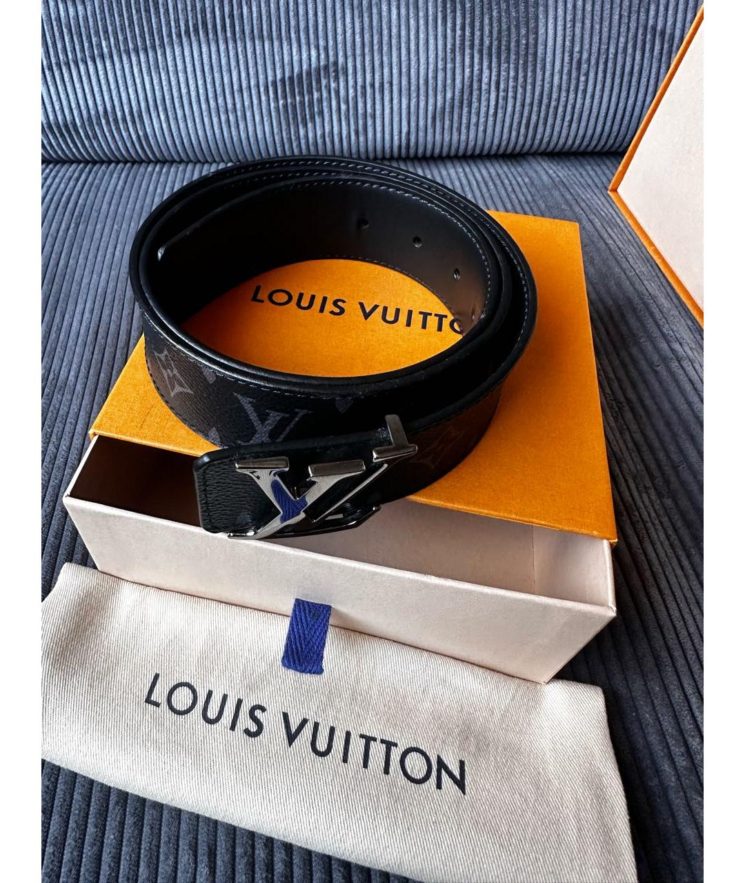 LOUIS VUITTON Черный кожаный ремень, фото 5