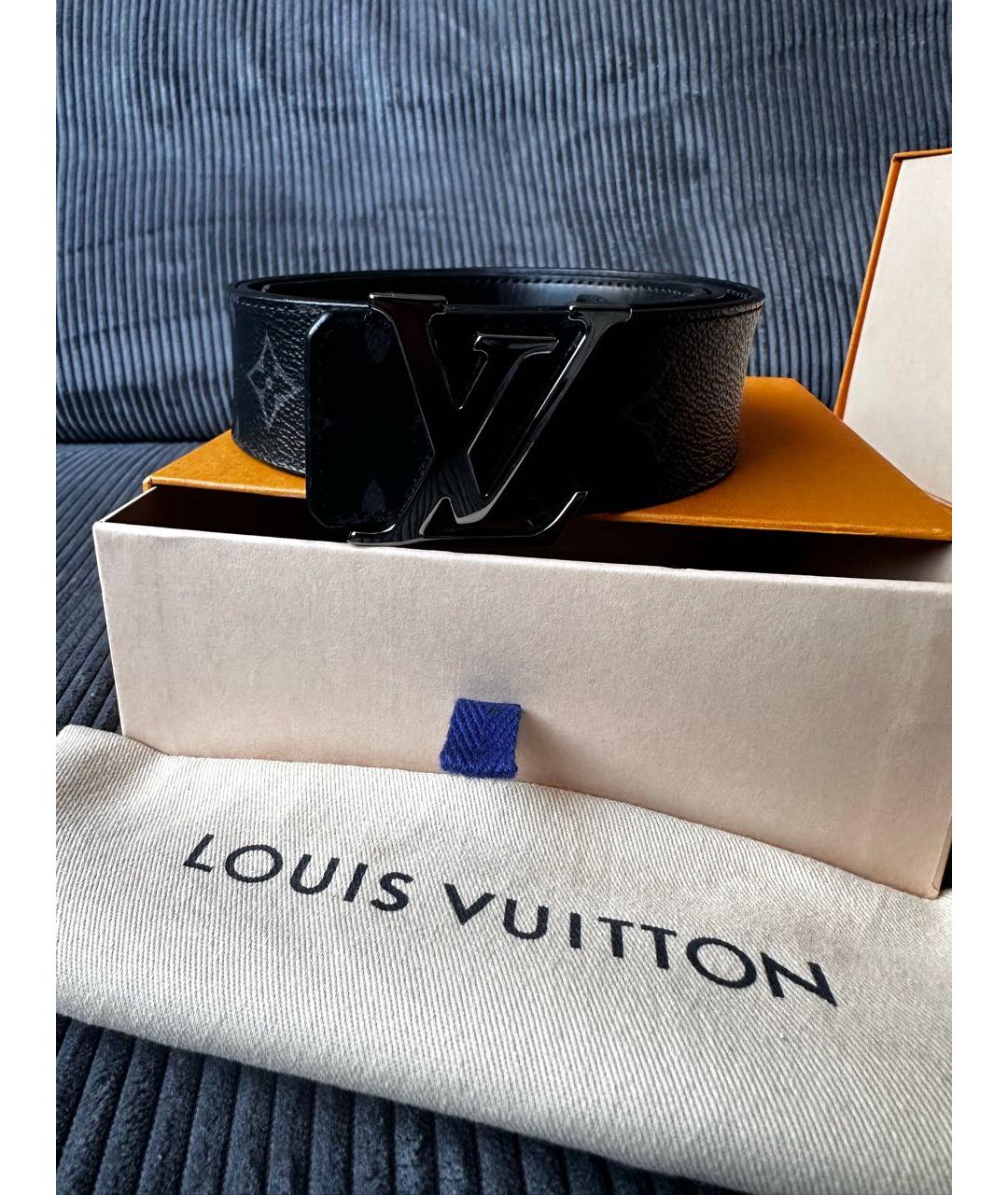 LOUIS VUITTON Черный кожаный ремень, фото 6