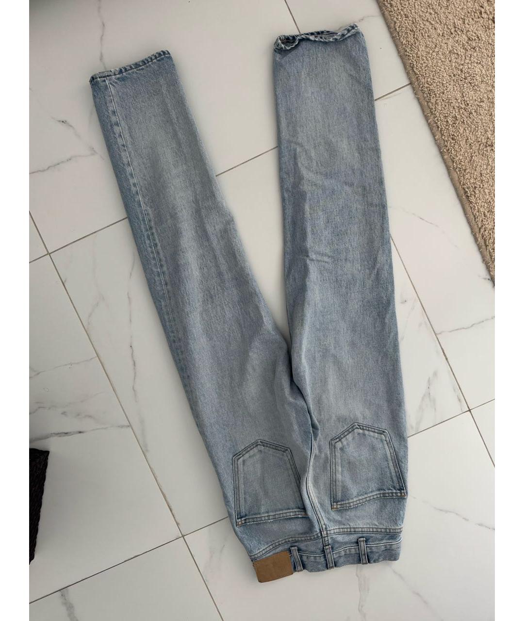 CELINE Голубые хлопковые прямые джинсы, фото 3