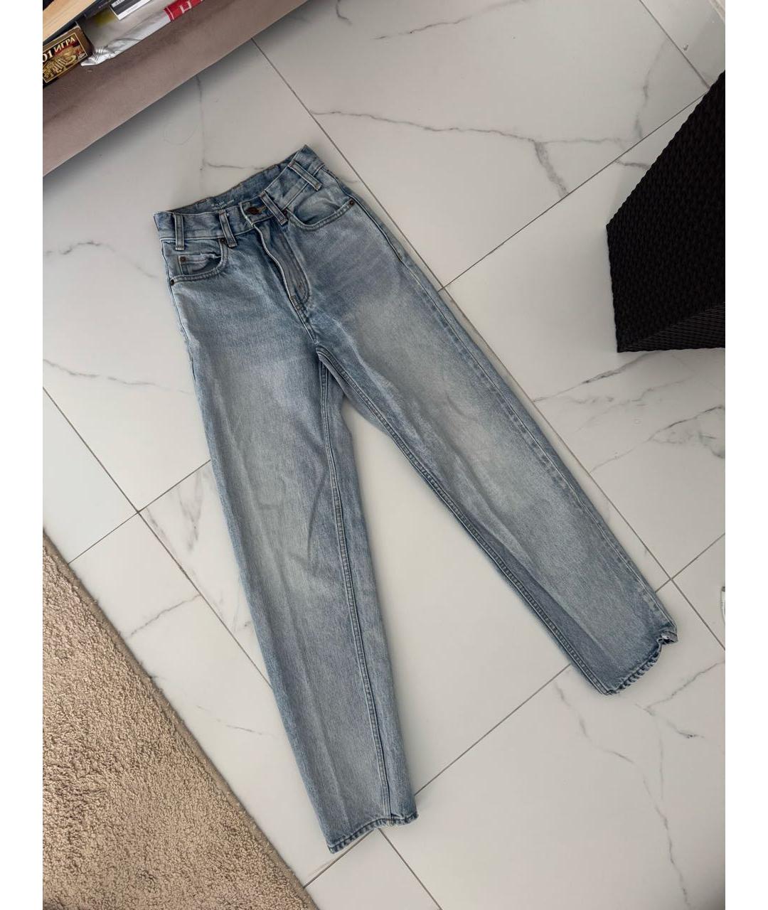 CELINE Голубые хлопковые прямые джинсы, фото 2