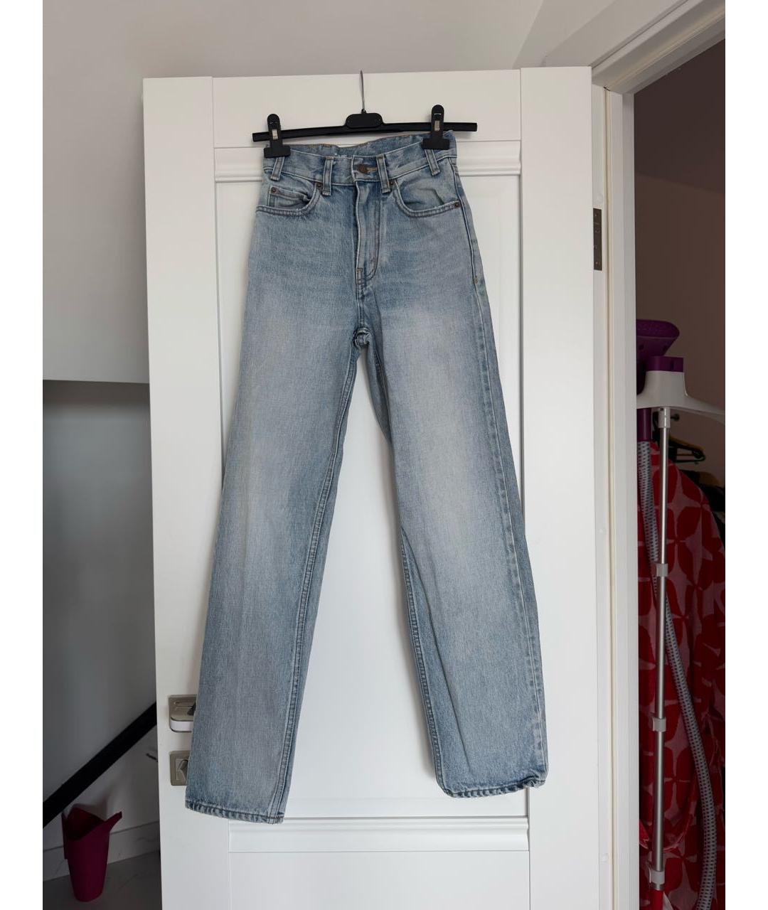 CELINE Голубые хлопковые прямые джинсы, фото 6