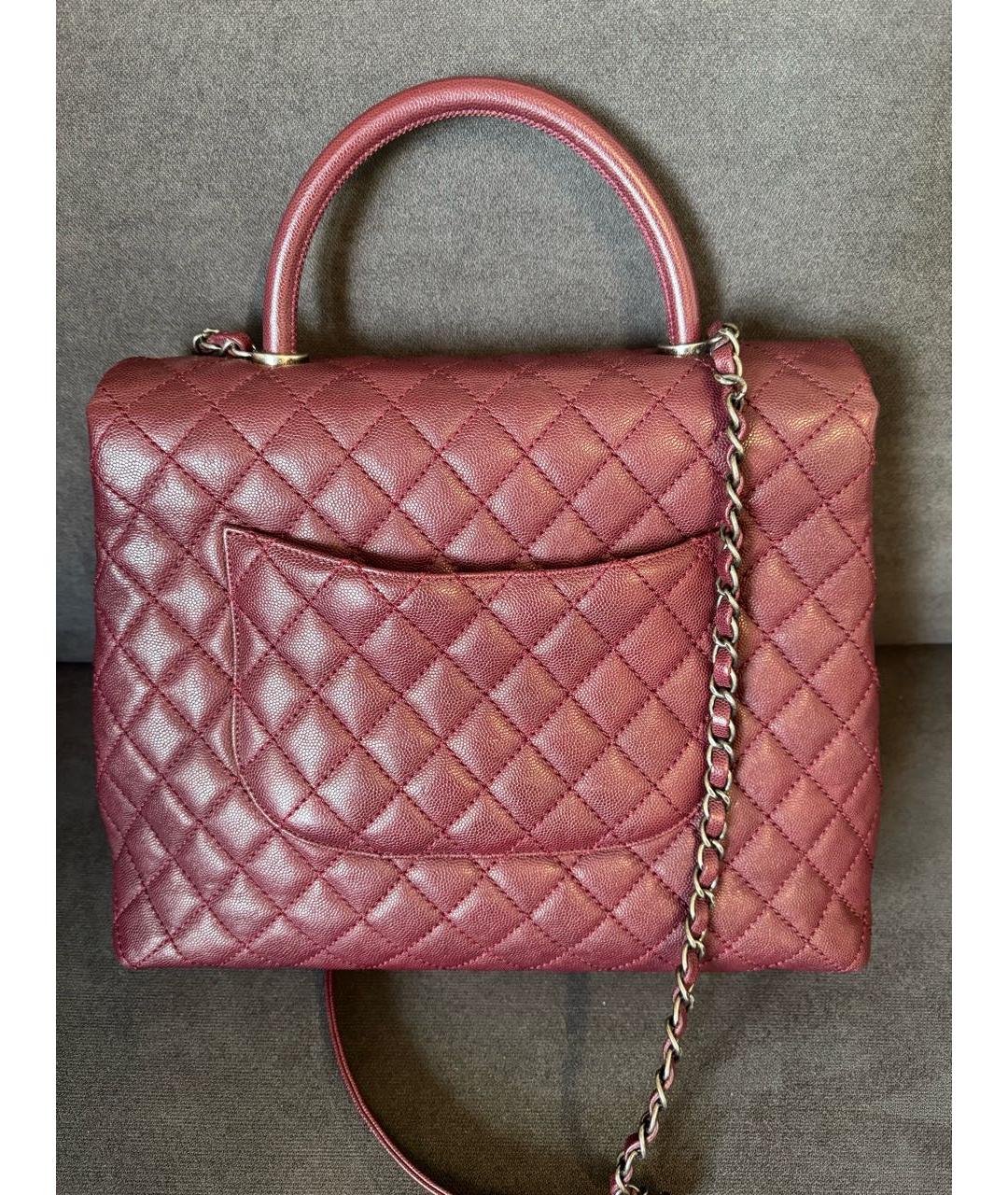 CHANEL Бордовая кожаная сумка через плечо, фото 3
