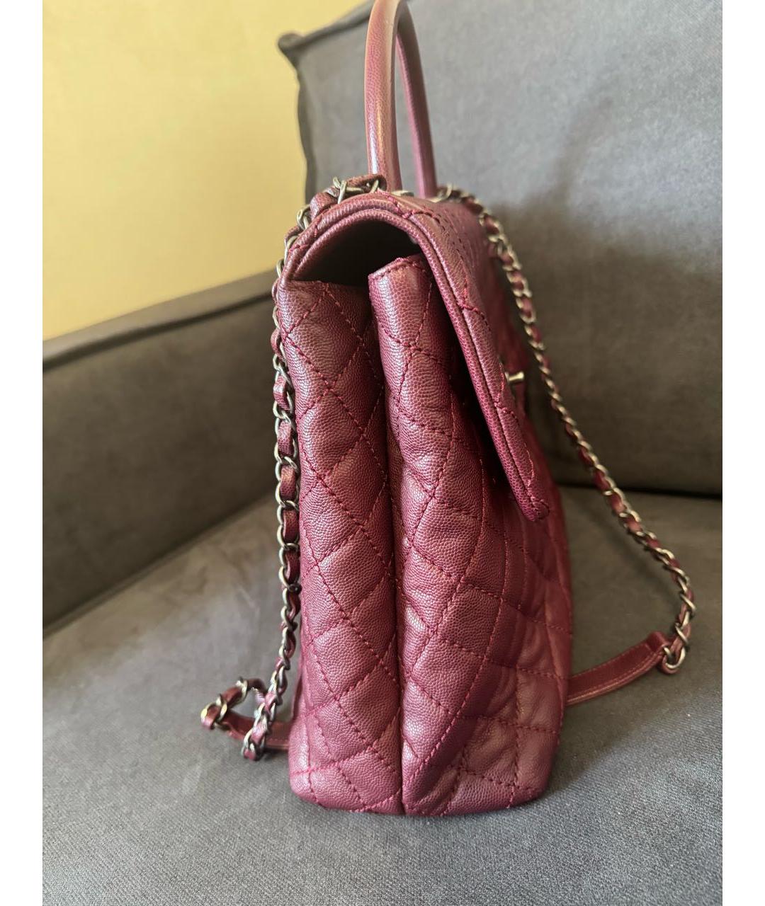 CHANEL Бордовая кожаная сумка через плечо, фото 2