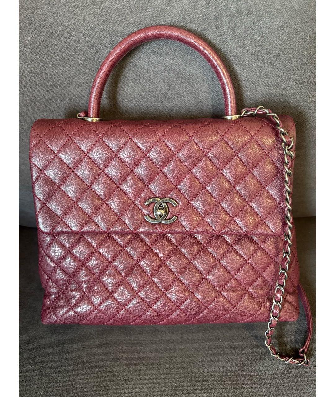 CHANEL Бордовая кожаная сумка через плечо, фото 9