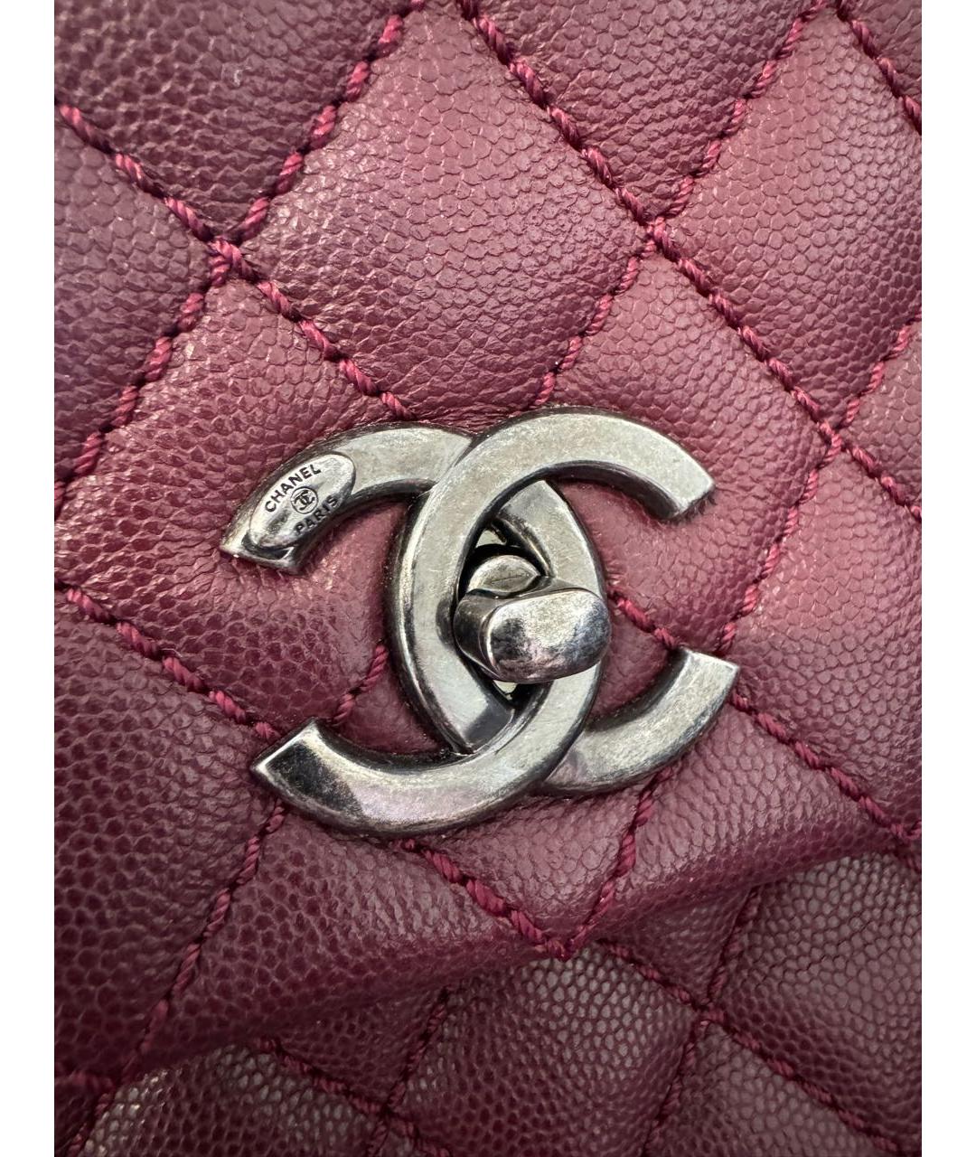 CHANEL Бордовая кожаная сумка через плечо, фото 7