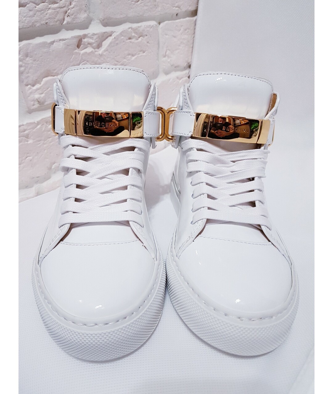 BUSCEMI Белые кроссовки из лакированной кожи, фото 2