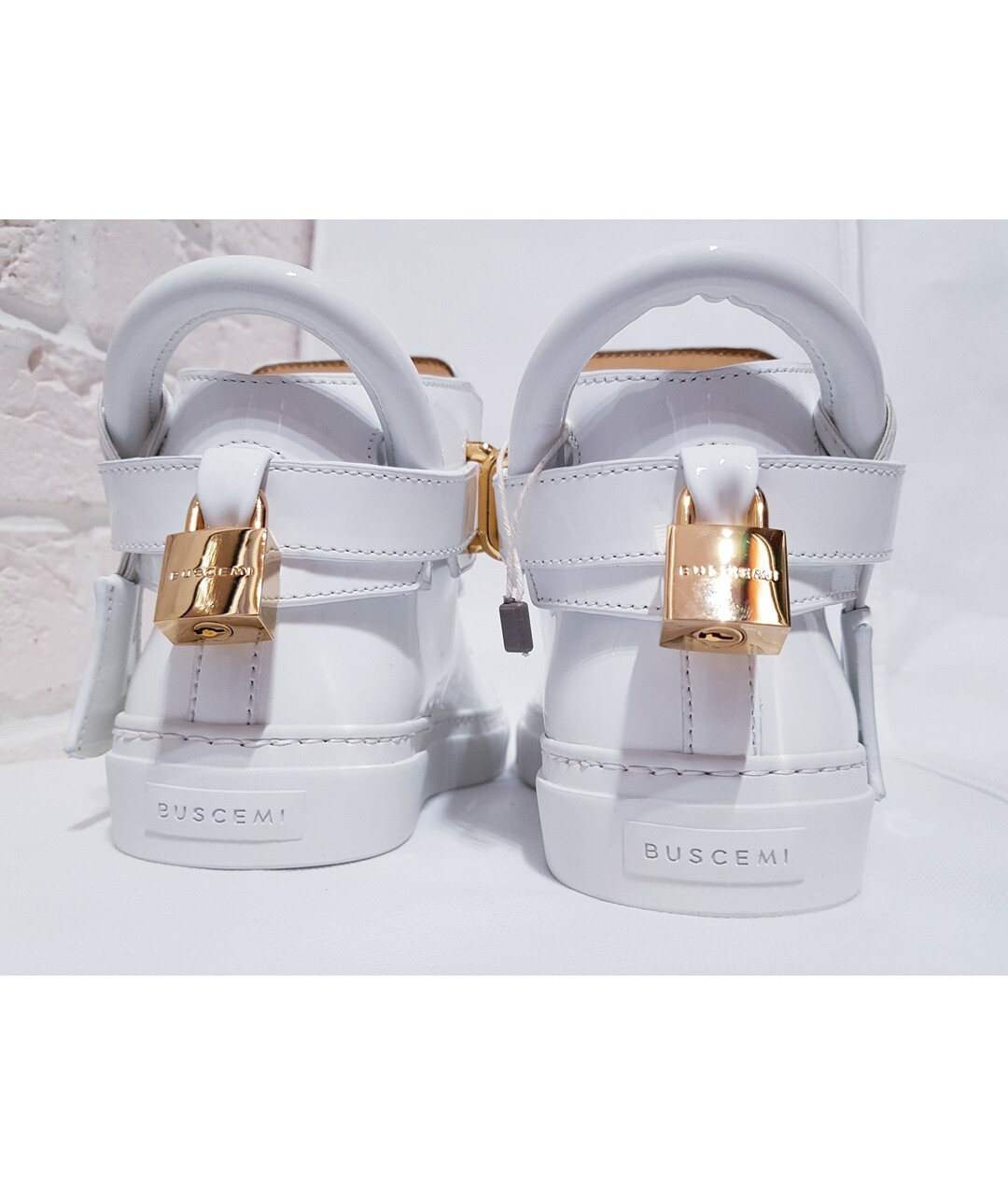BUSCEMI Белые кроссовки из лакированной кожи, фото 4