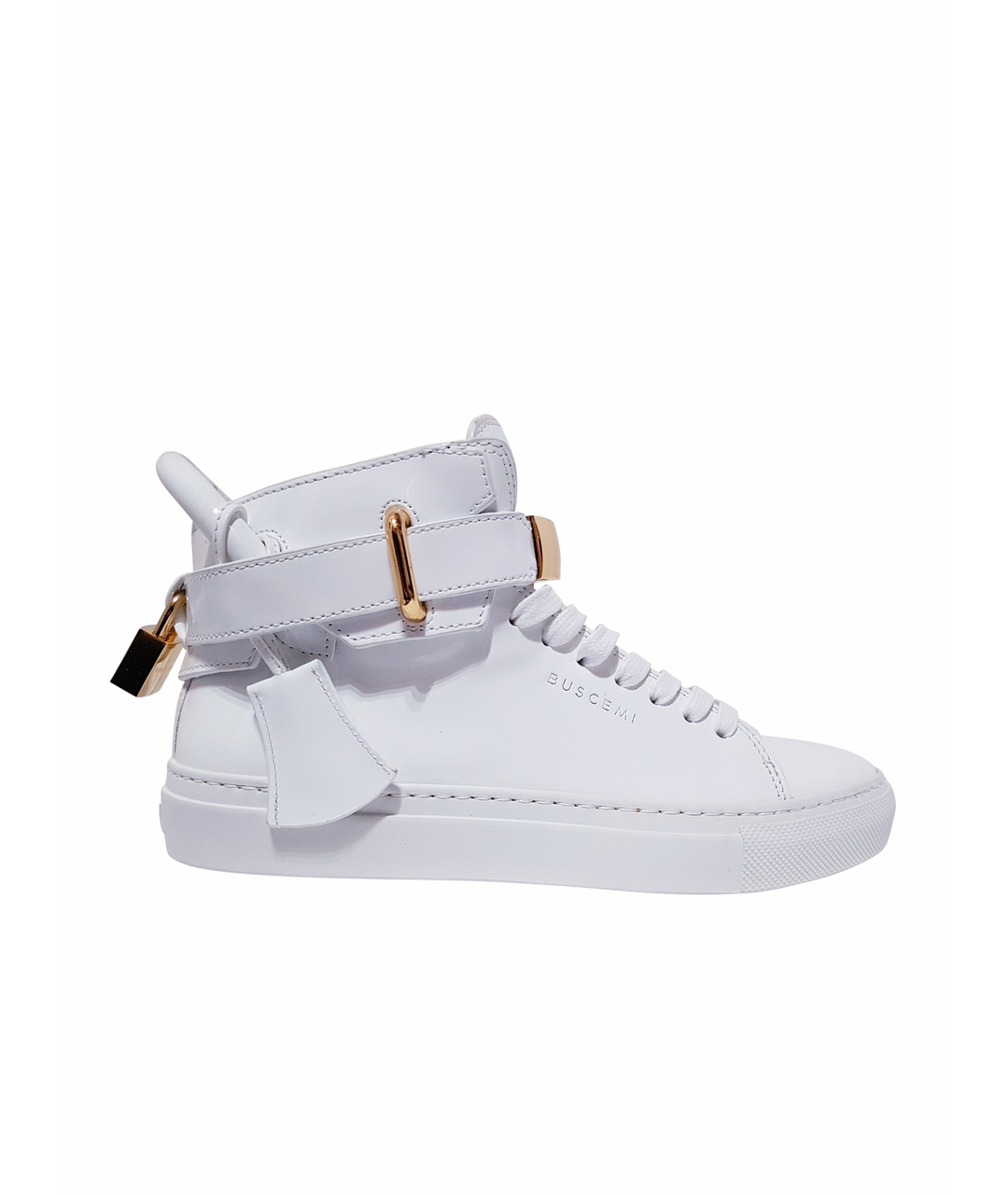 BUSCEMI Белые кроссовки из лакированной кожи, фото 1