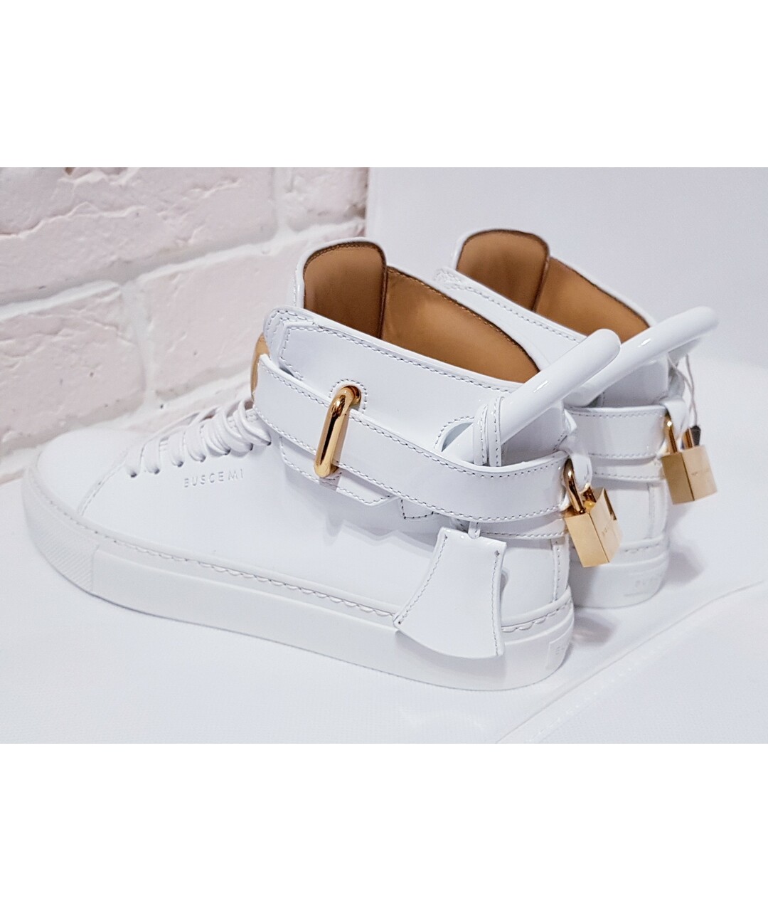 BUSCEMI Белые кроссовки из лакированной кожи, фото 6