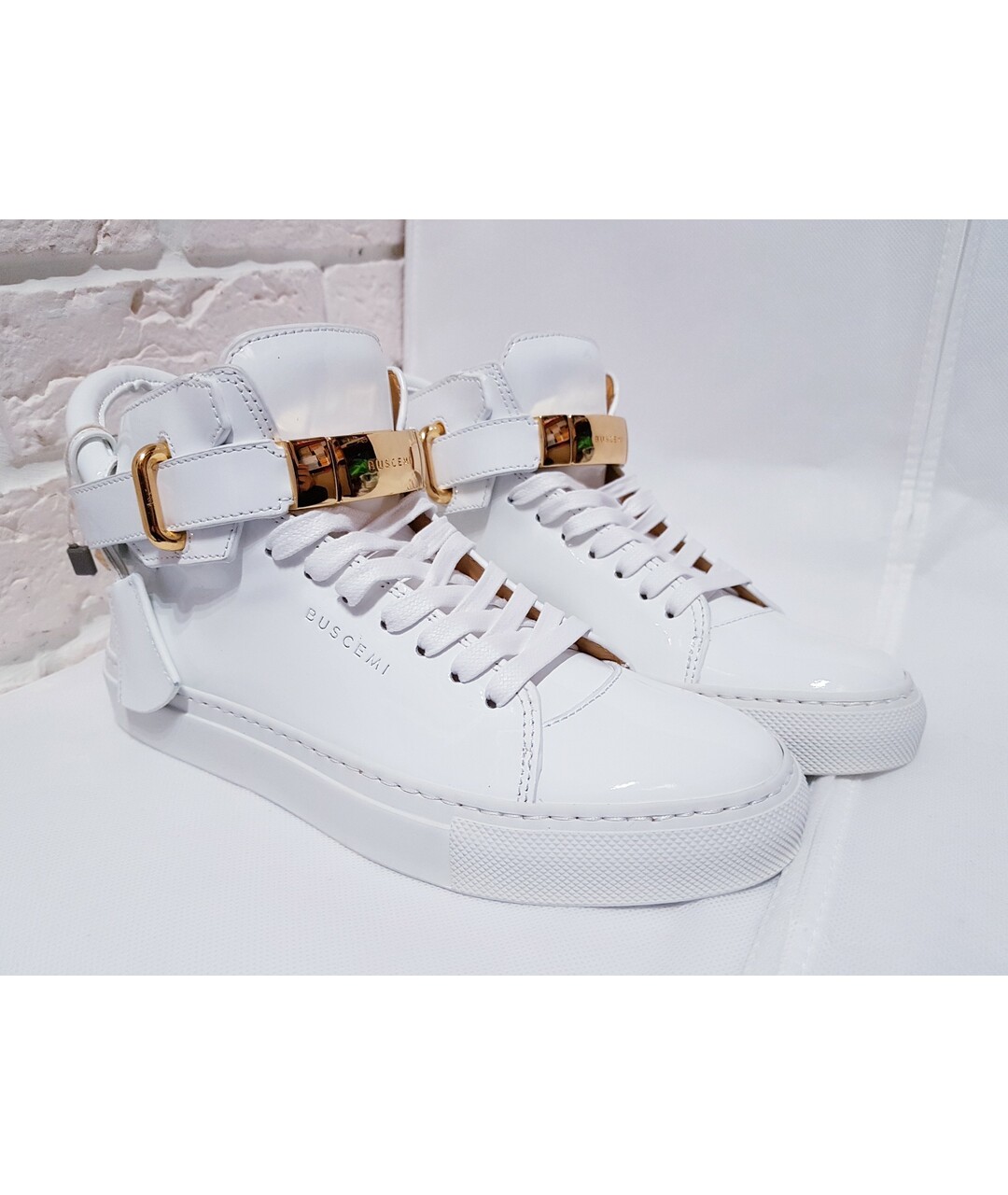 BUSCEMI Белые кроссовки из лакированной кожи, фото 7