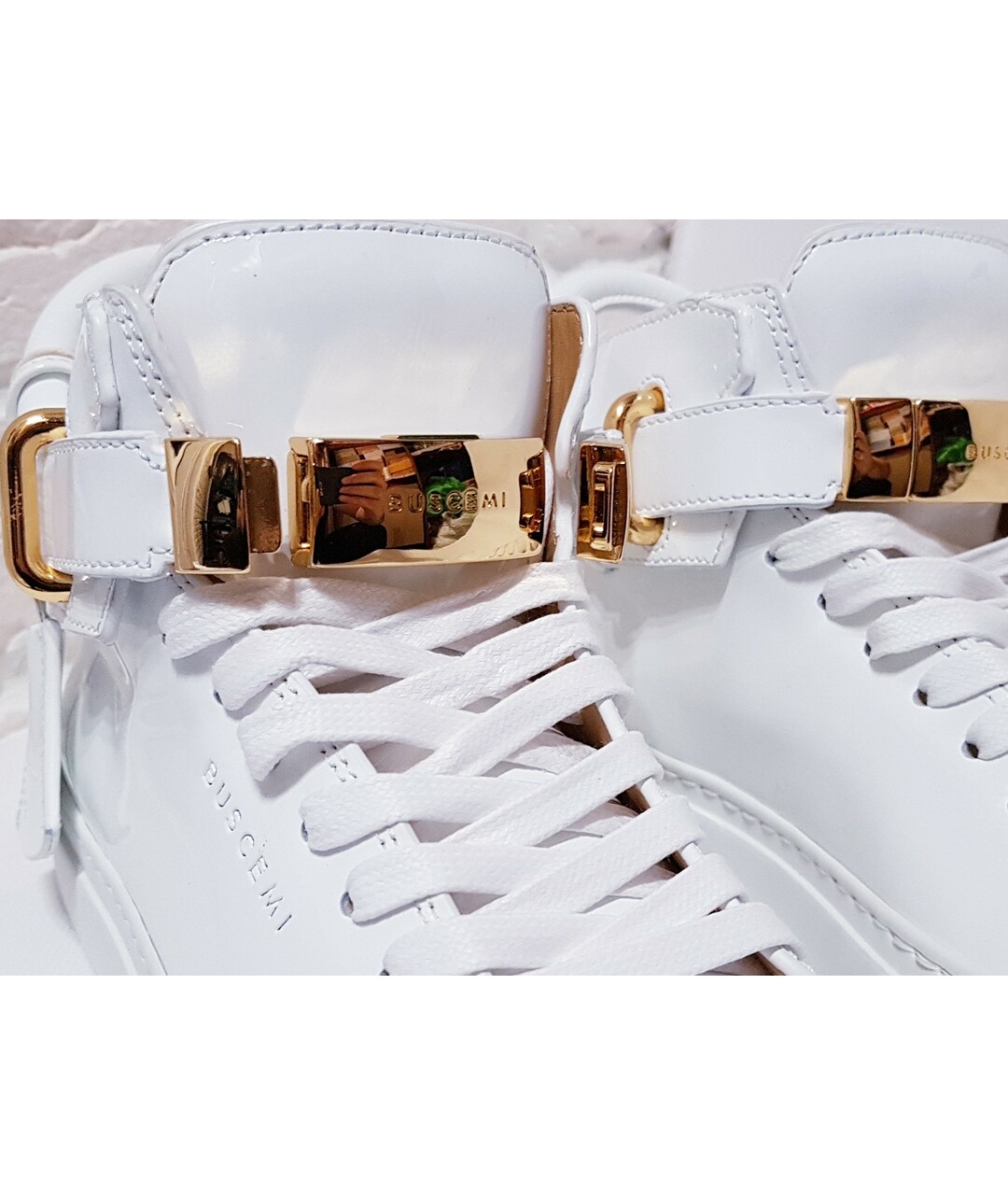 BUSCEMI Белые кроссовки из лакированной кожи, фото 8