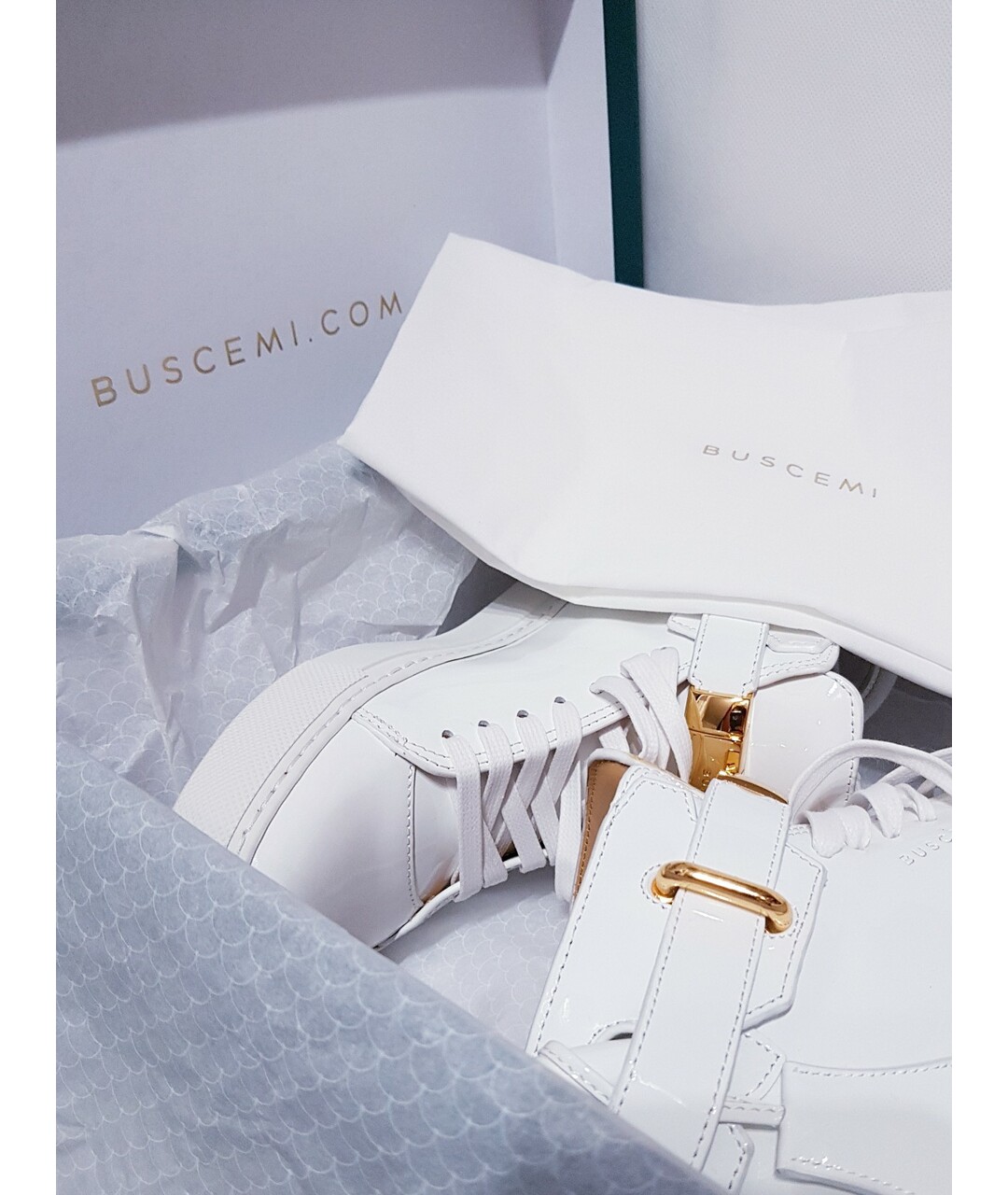 BUSCEMI Белые кроссовки из лакированной кожи, фото 9