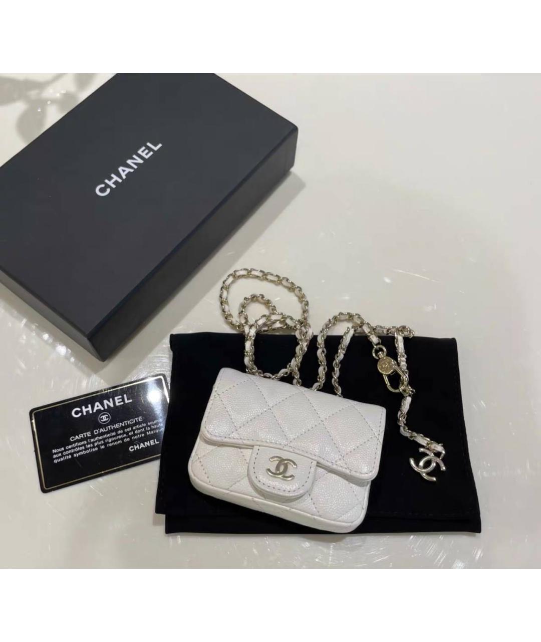 CHANEL Белая кожаная поясная сумка, фото 4