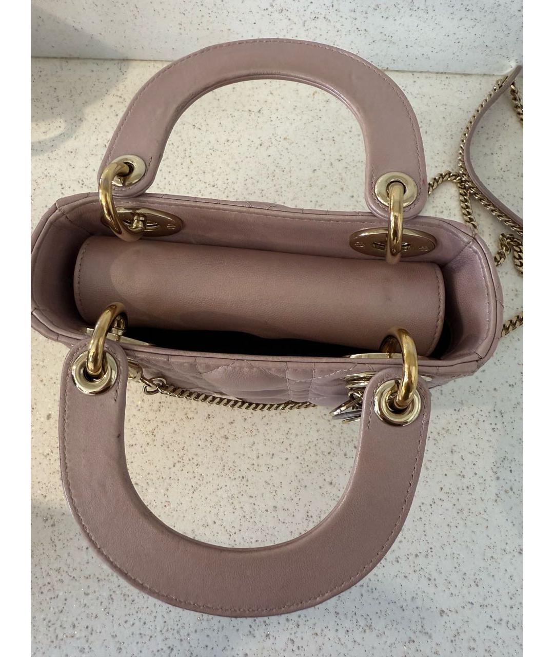 CHRISTIAN DIOR Розовая кожаная сумка с короткими ручками, фото 4