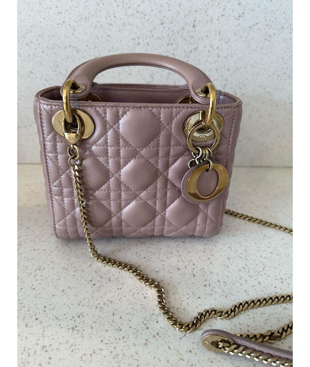 CHRISTIAN DIOR Розовая кожаная сумка с короткими ручками, фото 9