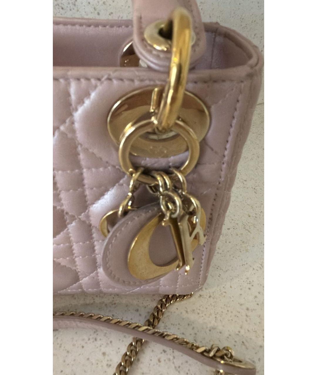 CHRISTIAN DIOR Розовая кожаная сумка с короткими ручками, фото 5