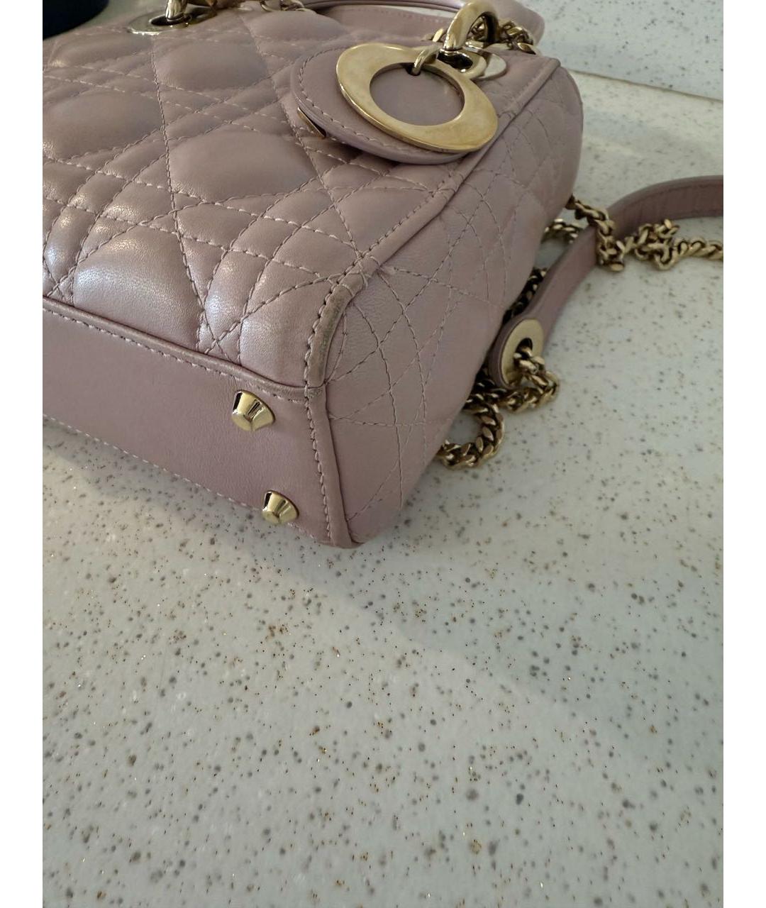 CHRISTIAN DIOR Розовая кожаная сумка с короткими ручками, фото 7