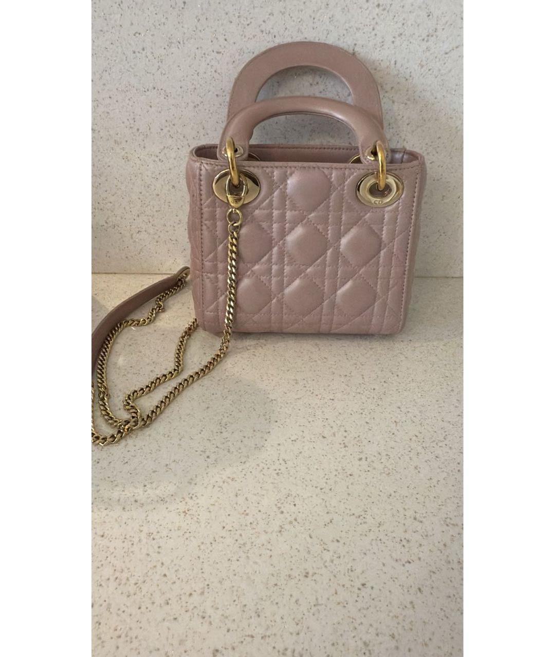 CHRISTIAN DIOR Розовая кожаная сумка с короткими ручками, фото 3