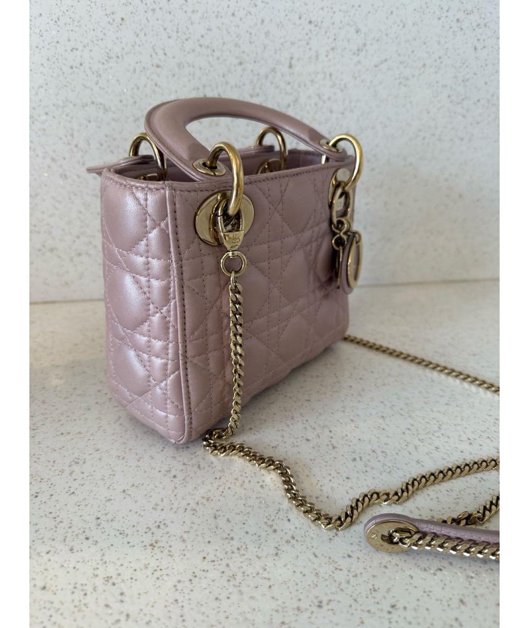 CHRISTIAN DIOR Розовая кожаная сумка с короткими ручками, фото 2
